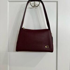 Coach Lola Merlot  Pebbled Leather Shoulder Bag with Gold Accent